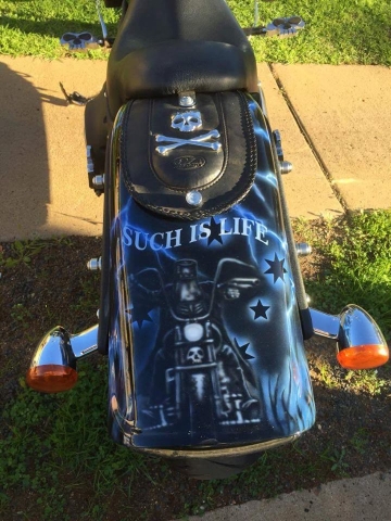 Ned Kelly Reaper airbrushed Harley