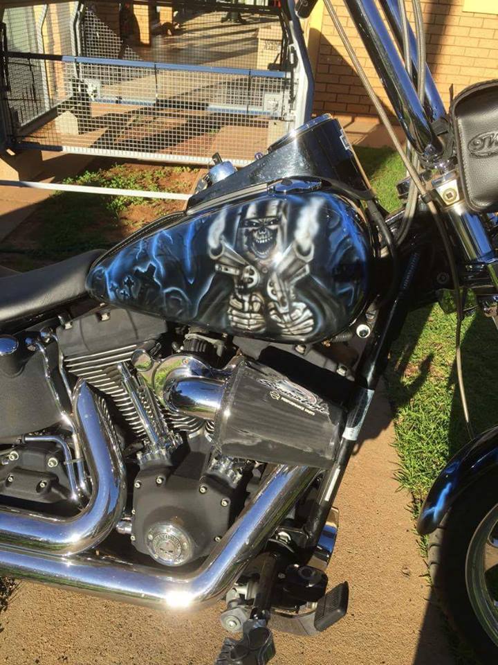 Ned Kelly Reaper airbrushed Harley
