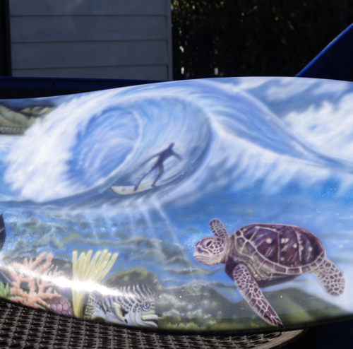 Airbrushed surfboard