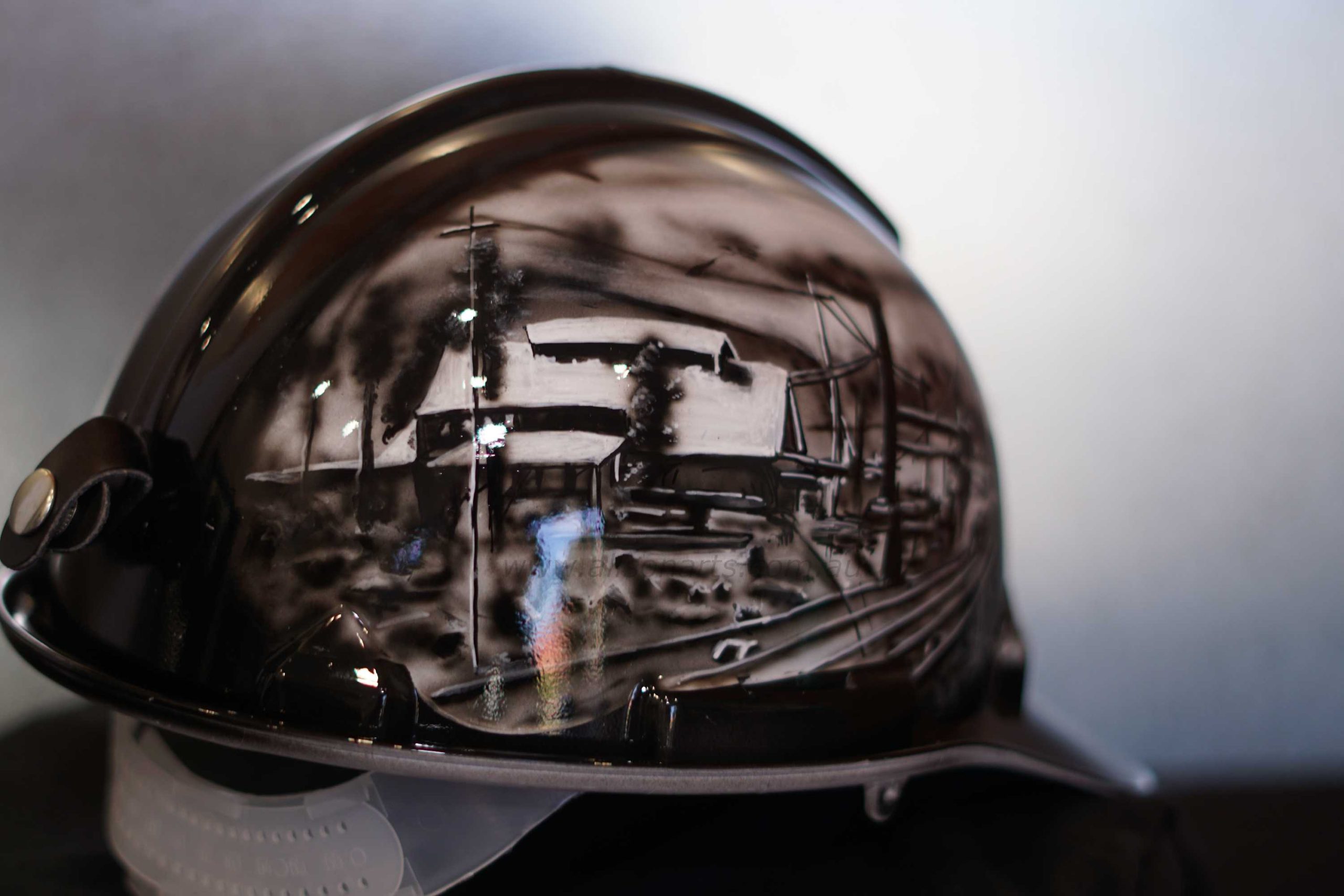 set 5 custom airbrushed miners helmets- miners legacy