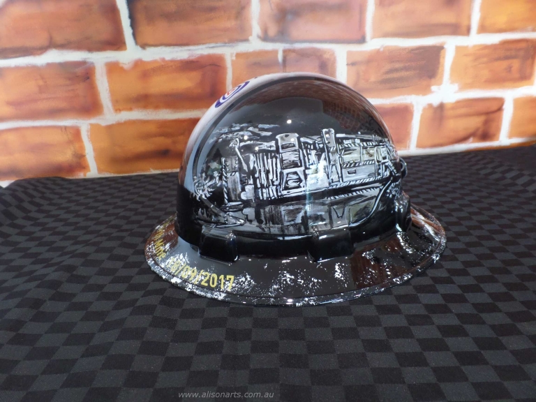 Airbrushed hard hat for anglo american