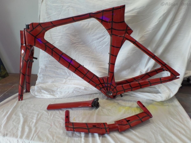 Spiderman themed carbon fibre bike