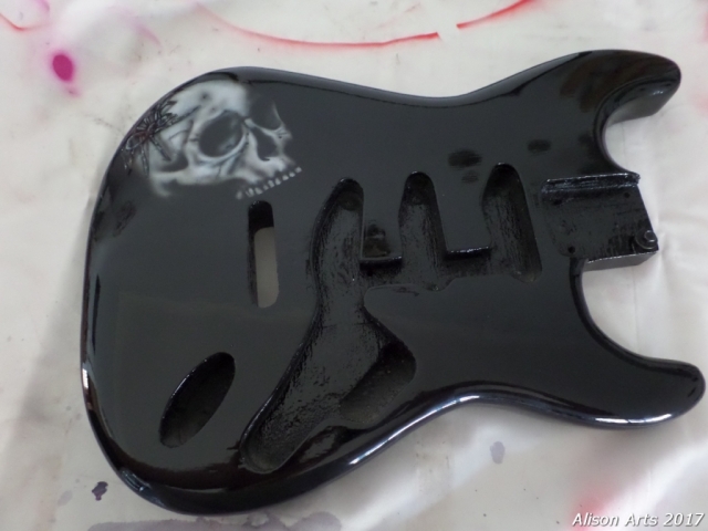 Custom airbrushed spider guitar