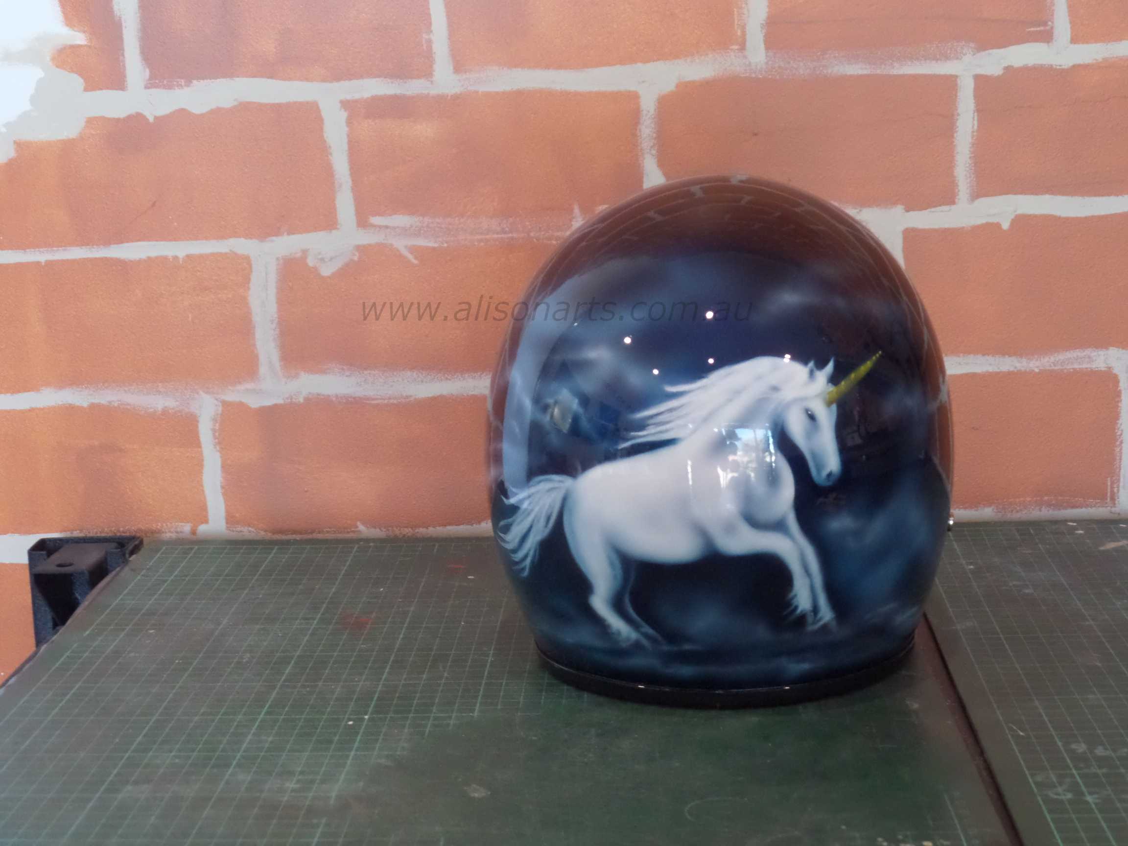 airbrushed helmet- unicorn design