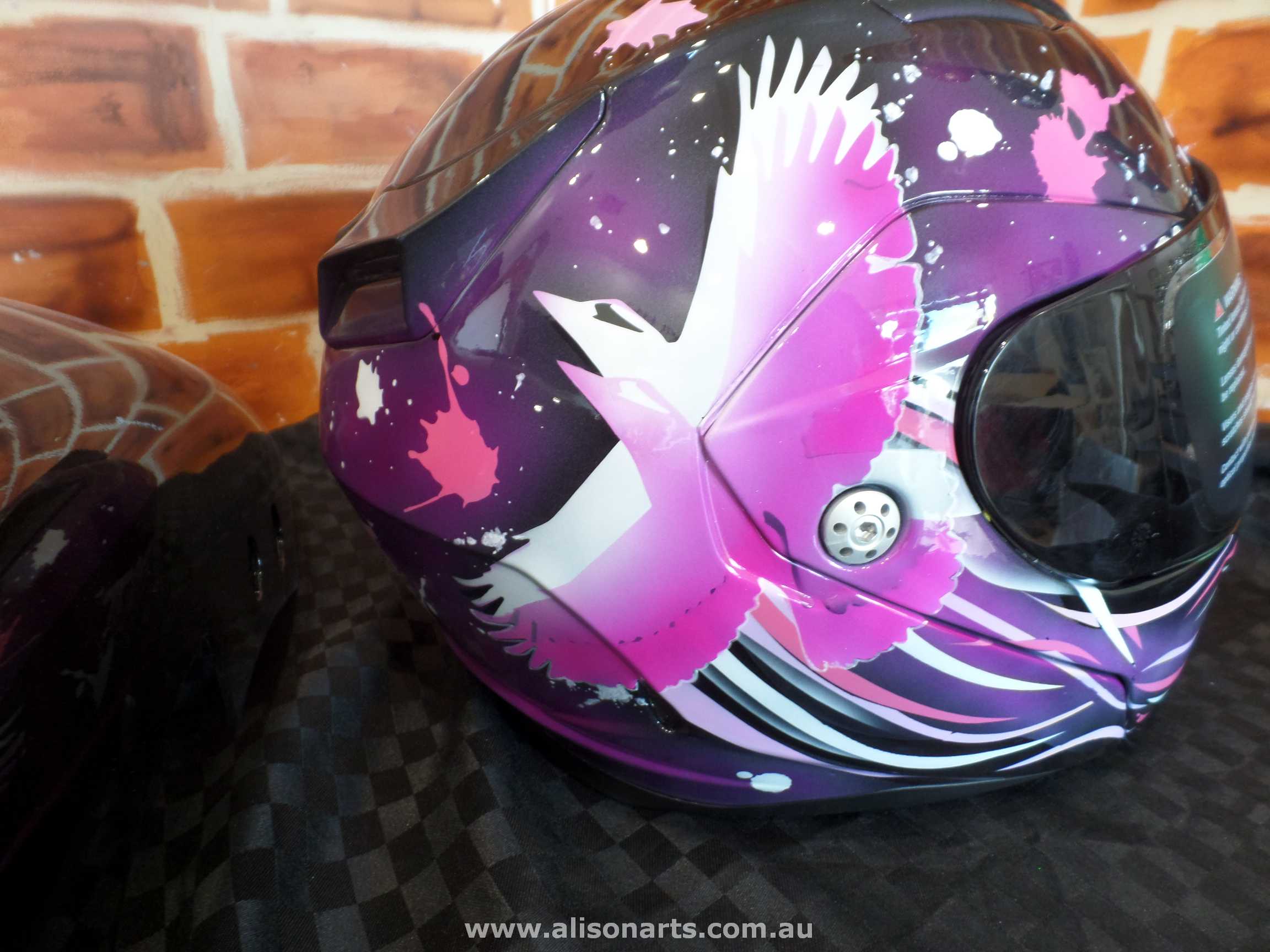 custom airbrushed bell helmet - pink kookaburra bird girls bike helmet