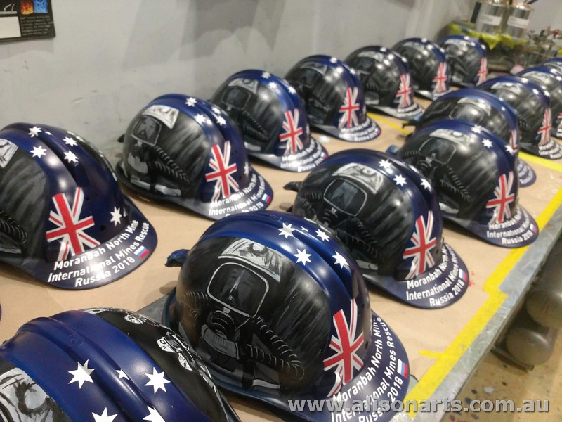 custom painted mine rescue hard hat helmets
