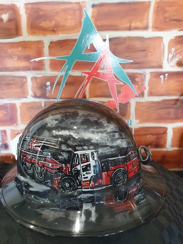 full brimmed custom hand painted airbrushed hard hat