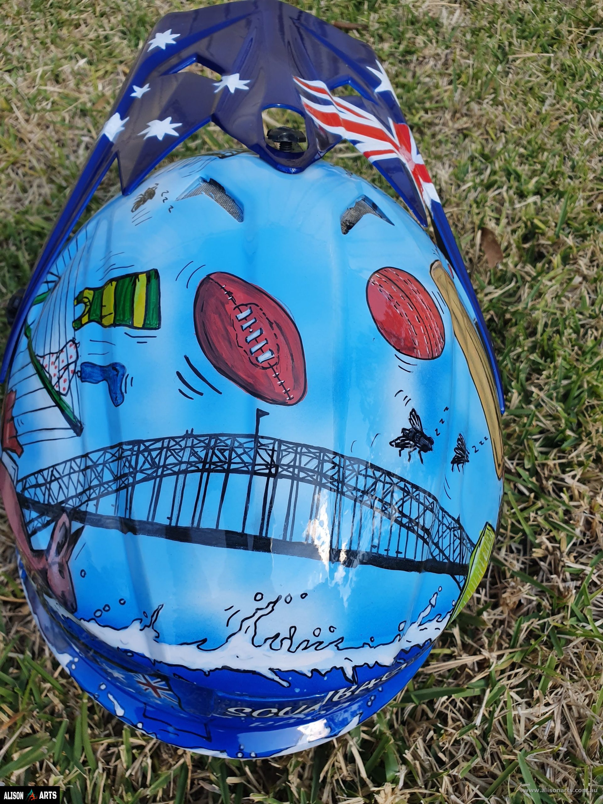 australian freehand painted airbrushed helmet